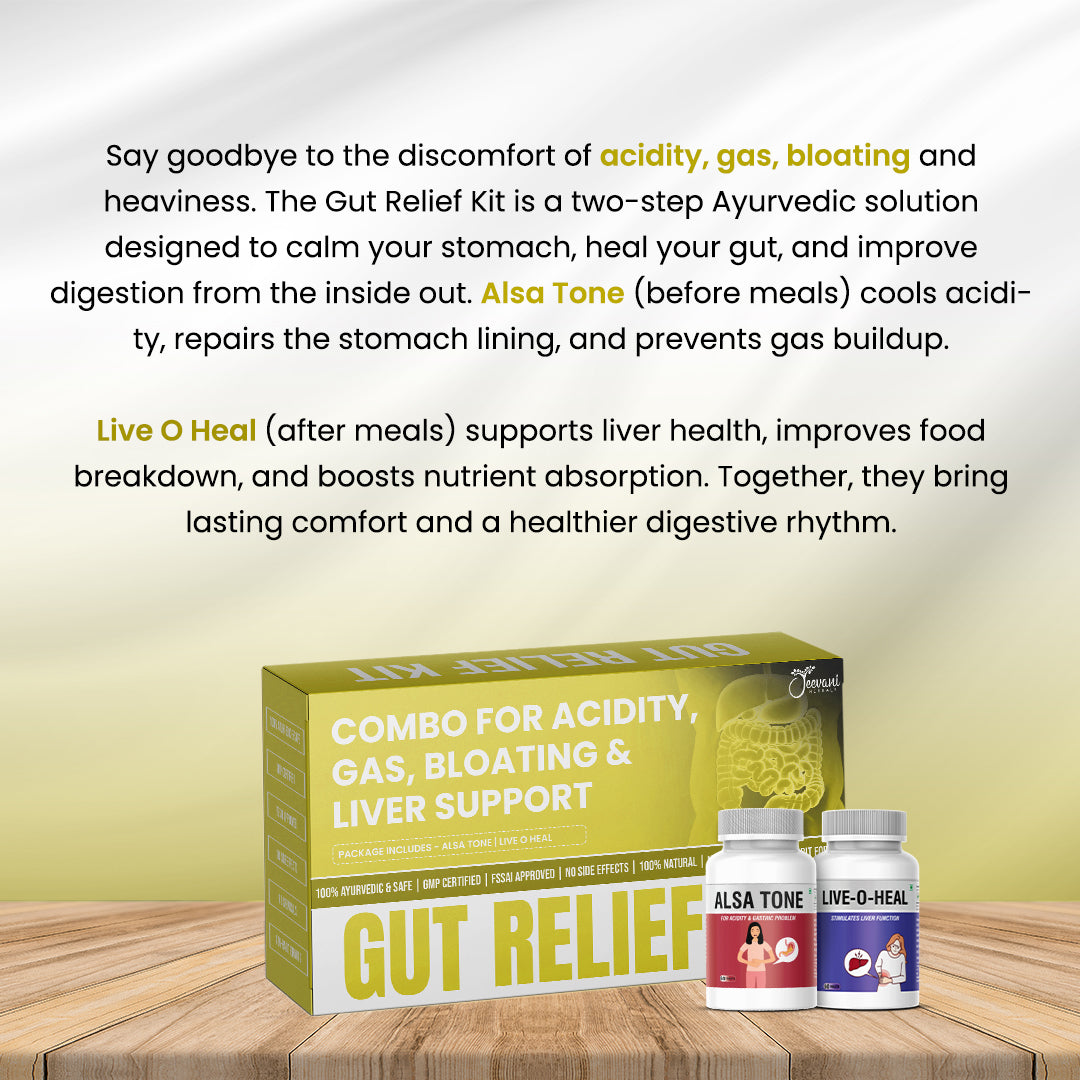 Gut Relief Kit – Ayurvedic Combo for Gas, Acidity, Bloating & Liver Support