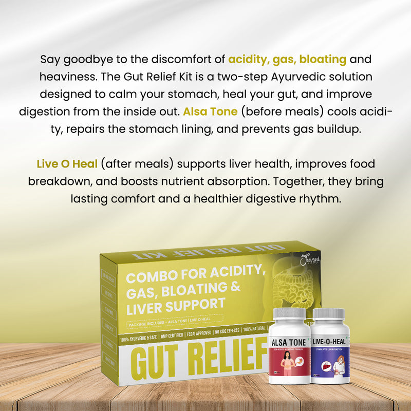 Gut Relief Kit – Ayurvedic Combo for Gas, Acidity, Bloating & Liver Support