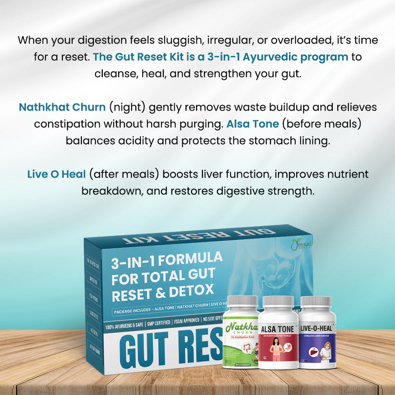 Gut Reset Kit – Ayurvedic 3-in-1 Formula for Total Gut Detox & Reboot
