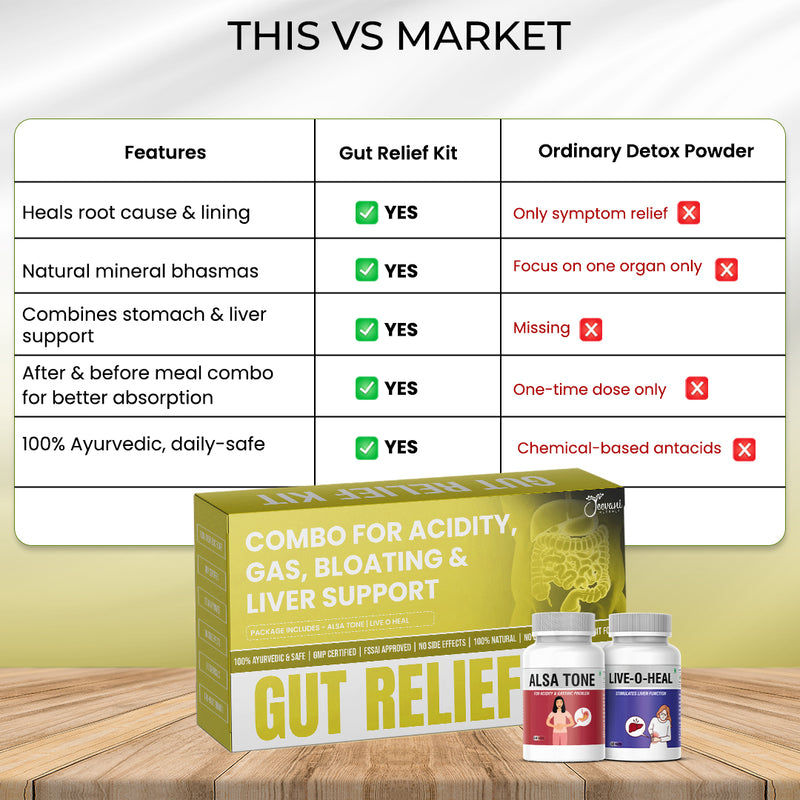 Gut Relief Kit – Ayurvedic Combo for Gas, Acidity, Bloating & Liver Support