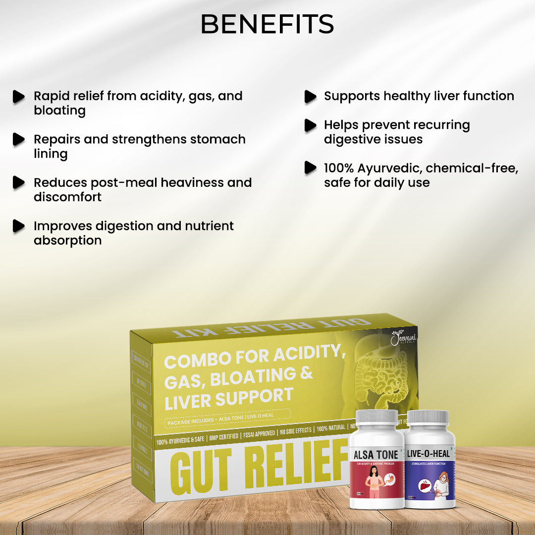 Gut Relief Kit – Ayurvedic Combo for Gas, Acidity, Bloating & Liver Support