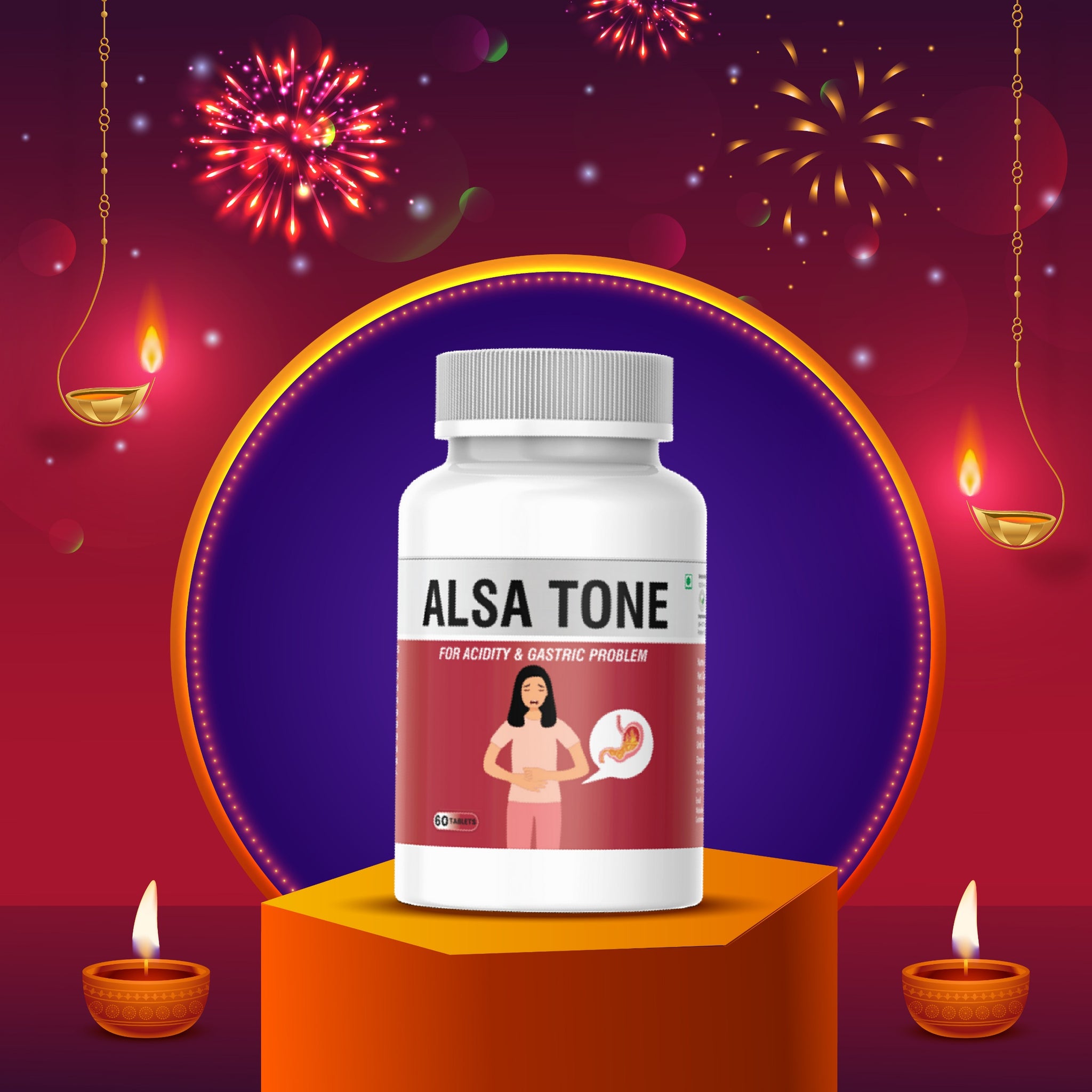 Alsa Tone Tablet - 60 Tablets ( 15 Days Pack ) for Gas & Acidity